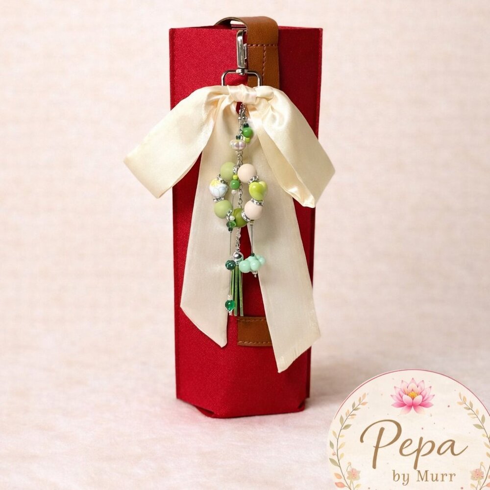 Handmade Wine Bottle Gift Bag with Beaded Charm – Pepa by Murr